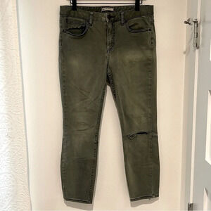 Free People Skinny Moto Style Green Jeans